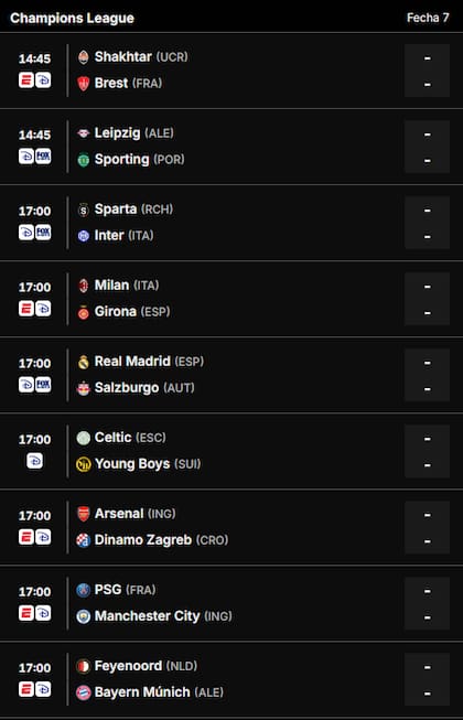 Los partidos de este miércoles 22 de enero de la Champions League 2024/25