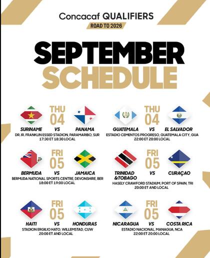 Los partidos que inician con la ronda final se jugarán entres los días 4 y 9 de septiembre (X/ @Concacaf)
