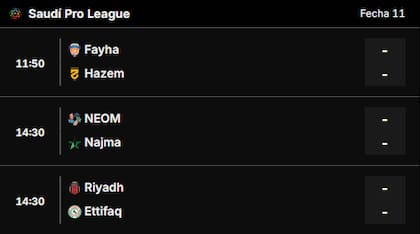 Los partidos que se disputan este jueves 25 de diciembre en la Liga de Arabia Saudita