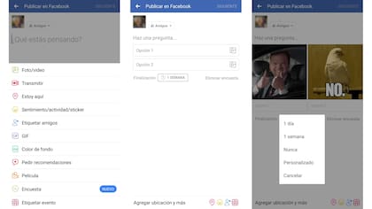 Los pasos para crear una encuesta con GIFs en Facebook