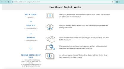 Los pasos para entrar en el programa Trade-In y que Costco evalúe tu dispositivo