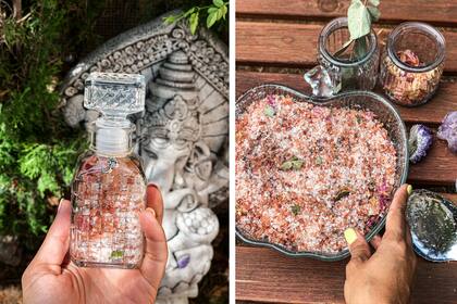 Los perfumeros contienen sal del Himalaya, sal Epsom, eucaliptus, lavanda y buganvilla.