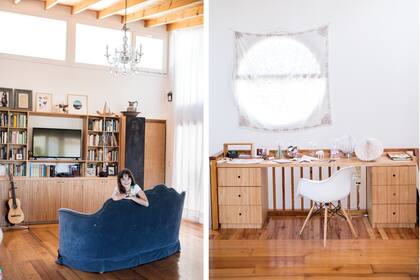 Los pisos de madera son todos reciclados. El del cuarto de los chicos lo hicieron con pallets y también usaron la madera de un par de placards que venían con la casa.