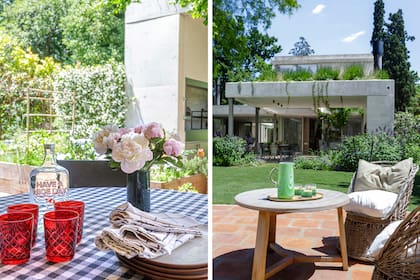 Los pisos exteriores se resolvieron con ladrillones de 30x30cm traídos de Córdoba. Su textura rústica y su color terroso generan continuidad con el jardín y acompañan el recorrido descalzo.