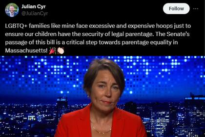 Los políticos demócratas, Maura Healey y Julian Cyr, aplaudieron la decisión del Senado