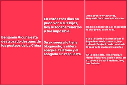Los posteos de Ángel De Brito en su cuenta oficial de Instagram que dieron inicio al fuerte cruce con la China Suárez