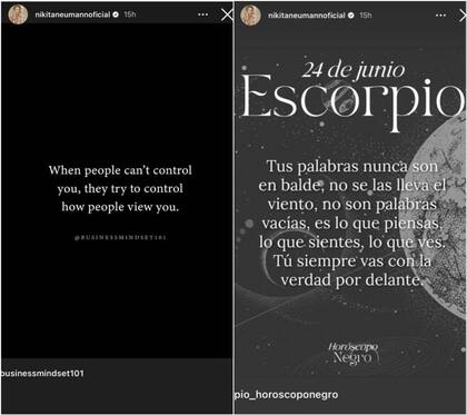 Los posteos de Nicole Neumann luego de que se hiciera pública la presunta denuncia que le habría hecho su hija mayor (Foto: Instagram @nikitaneumannoficial)