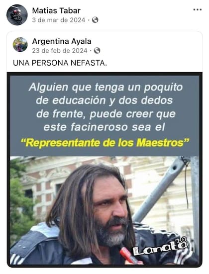 Los posteos políticos que difundió Matías Tabar en Facebook