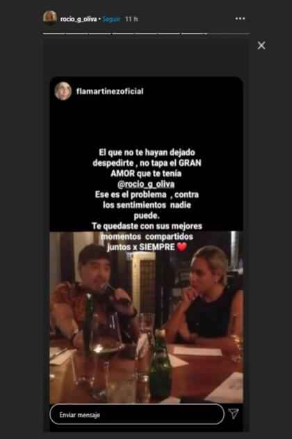 Los posteos que compartió Rocío Oliva en su cuenta de Instagram, en las que se repasan algunos momentos que compartió con Diego Maradona