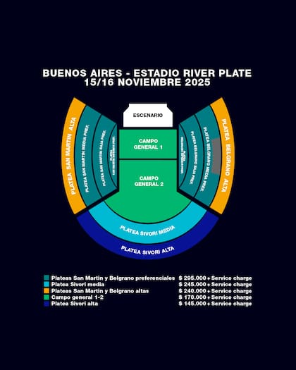 Los precios de cada ubicación del show de Oasis