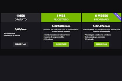 Los precios de GeForce Now en la Argentina