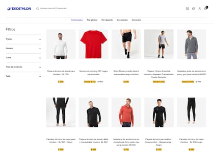 Los precios de la ropa de hombre en Decathlon Uruguay