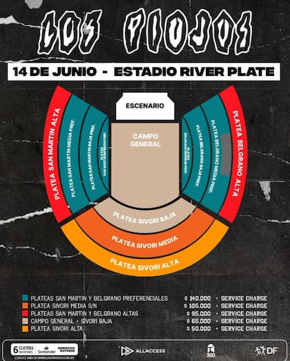 Los precios de las entradas de Los Piojos
