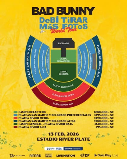 Los precios de las entradas para ver a Bad Bunny en River