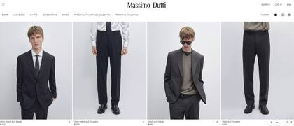 Los precios en dólares de la página Massimo Dutti.