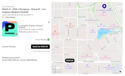Los precios por un boleto de estacionamiento cerca del SoFi Stadium se encuentran entre los US$250 y US$300 (JustPark)
