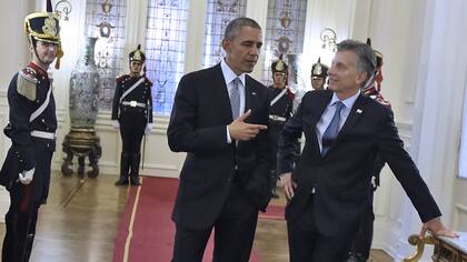 Los presidentes Barack Obama y Mauricio Macri en la Casa de Gobierno, en Buenos Aires