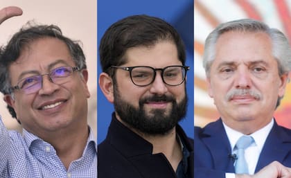 Los presidentes de Colombia, Gustavo Petro, Chile, Gabriel Boric, y la Argentina, Alberto Fernández