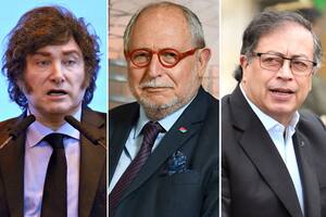 Los presidentes Javier Milei y Gustavo Petro, y el exembajador argentino Diego Guelar