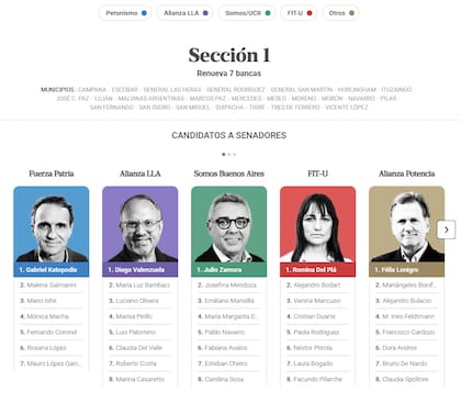 Los principales candidatos a senadores de la Sección 1