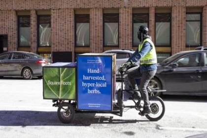 Los productos de Square Roots son repartidos en bicicletas