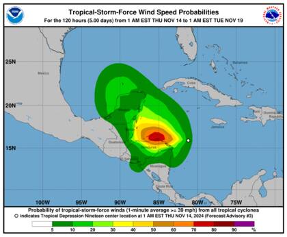 Los pronósticos del NHC indican que Sara podría redirigirse hacia el noroeste, afectando potencialmente el clima de Florida.