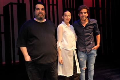 Los protagonistas de la obra: Portaluppi, Funes y Cabré