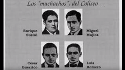 Los protagonistas de la primera transmisión radiofónica: Susini, Mujica, Guerrico y Romero