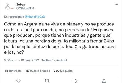 Los que están en contra de que el día del censo sea feriado también plantaron su opinión en las respuestas a María Pía