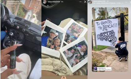 Los regalos que Tamara Báez le acercó a L-Gante (Foto: Instagram @tamaraabaez429)