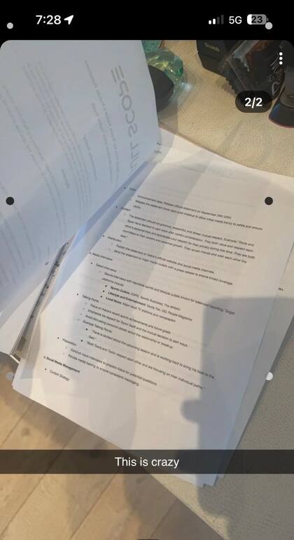 Los representantes de Travis Kelce negaron que este documento fuera real y lo calificaron como falso