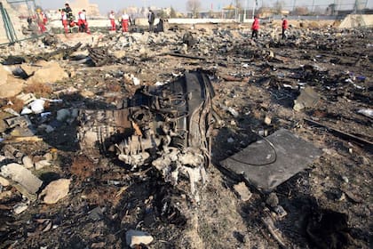 Los restos del avión derribado en Irán a principios de año