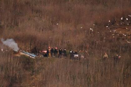 Los restos del helicóptero, en el lugar del accidente