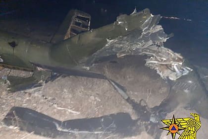 Los restos del helicóptero ruso derribado por Azerbaiyán