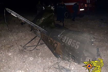 Los restos del helicóptero ruso derribado por Azerbaiyán