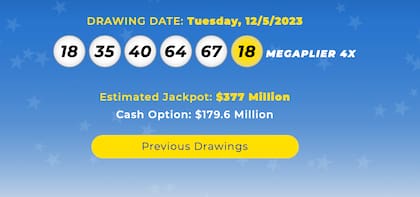 Los resultados de la lotería Mega Millions