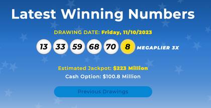 Los resultados de la lotería Mega Millions del 10 de noviembre