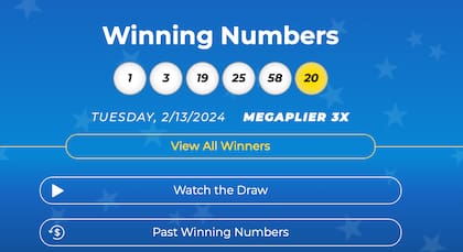 Los resultados de la lotería Mega Millions del 13 de febrero