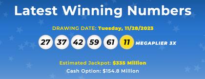 Los resultados de la lotería Mega Millions del 28 de noviembre