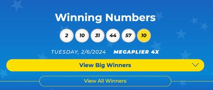 Los resultados de la lotería Mega Millions del 6 de febrero