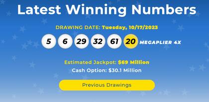 Los resultados de la lotería Mega Millons del 17 de octubre