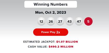Los resultados de la lotería Powerball del 2 de octubre