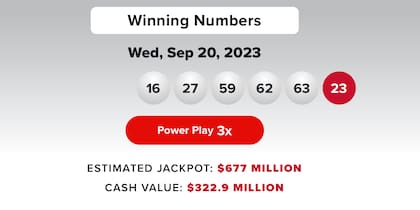 Los resultados de la lotería Powerball del 20 de septiembre de 2023