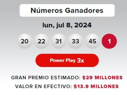 Los resultados de la lotería Powerball del miércoles 8 de julio