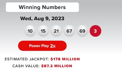 Los resultados de la lotería Powerball del 9 de agosto
