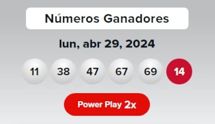 Los resultados de la lotería Powerball del lunes 29 de abril de 2024