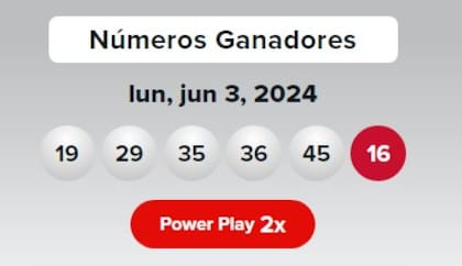 Los resultados de la lotería Powerball del lunes 3 de junio