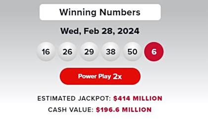 Los resultados de la lotería Powerball para el 28 de febrero