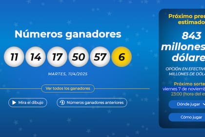 Los resultados del último sorteo de Mega Millions, que se llevó a cabo el martes por la noche