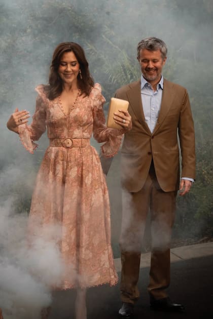 Los
Reyes también asistieron a una inolvidable velada
en el Real Jardín Botánico de Melbourne. Allí,
la Reina llevó un vestido floral de Zimmermann
confeccionado en lino y seda